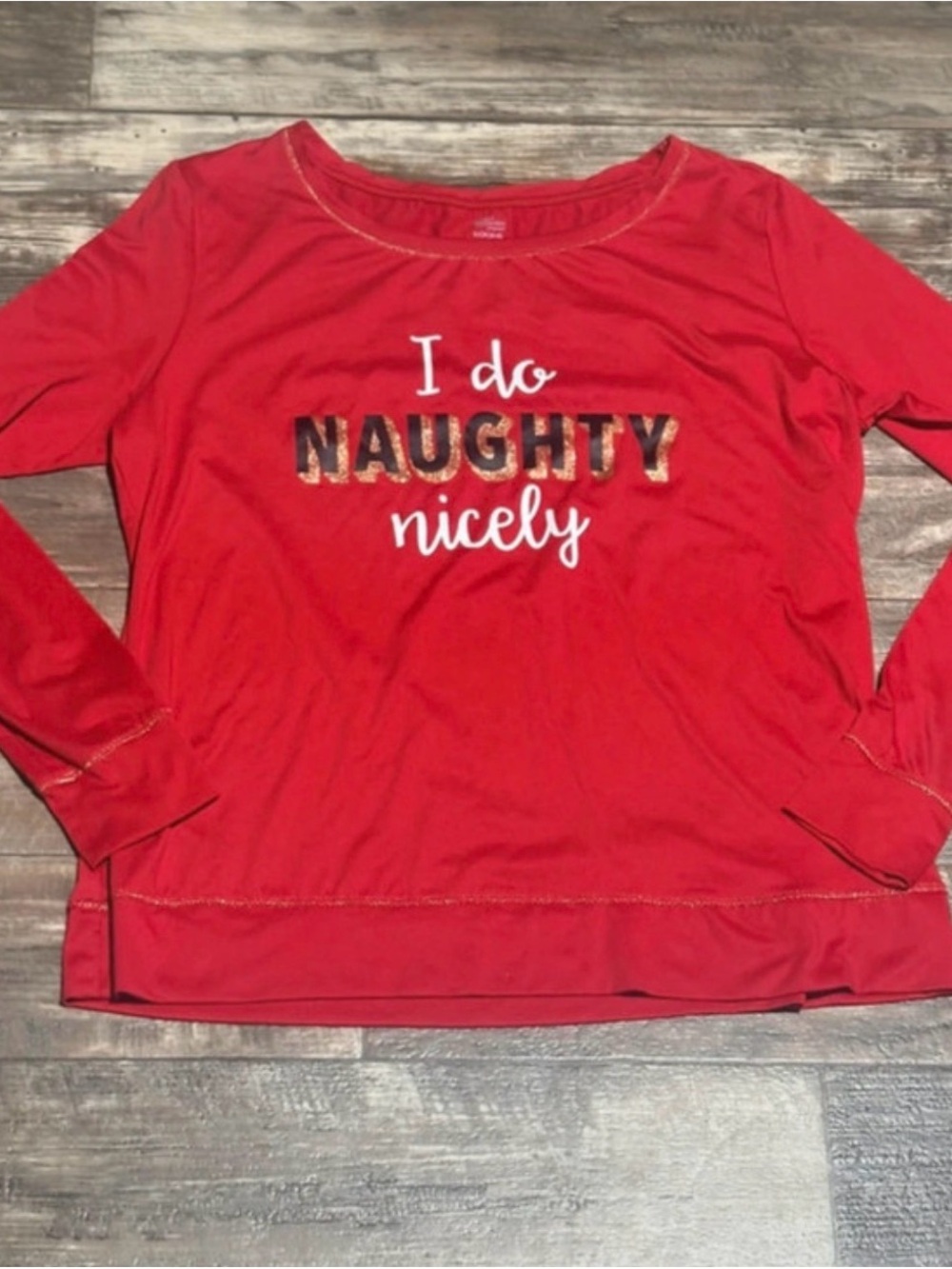 Red Women's 'I Do Naughty Nicely' Long Sleeve Top